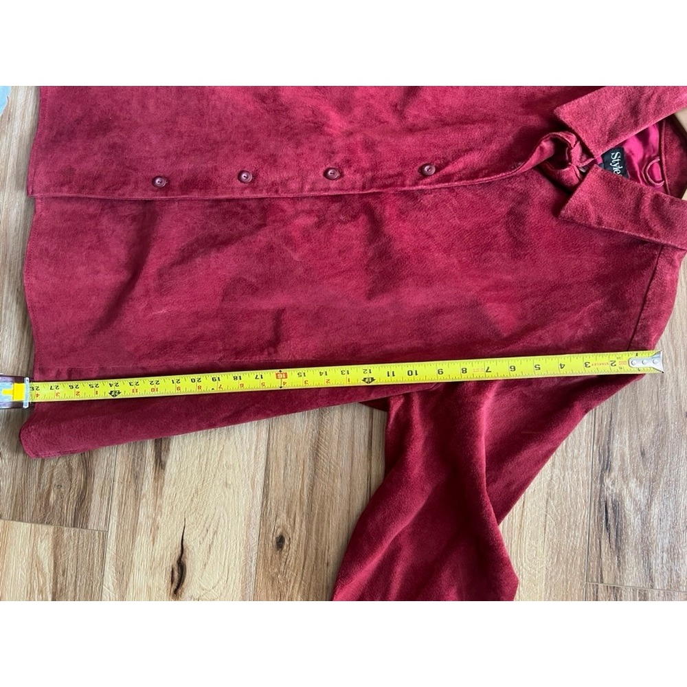 Style & Co. Red Suede Button-Up Jacket - Picture 7 of 9